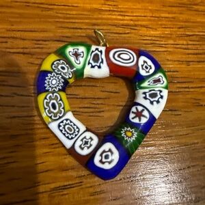 Large open heart millefiori pendant